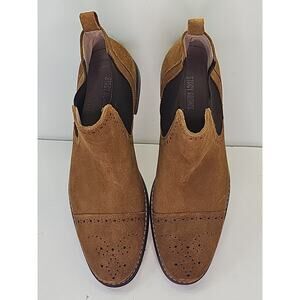 STACY ADAMS Men's Camel Perforated Cap Toe Suede Leather Chelsea BOOTS ~ Sz 11M